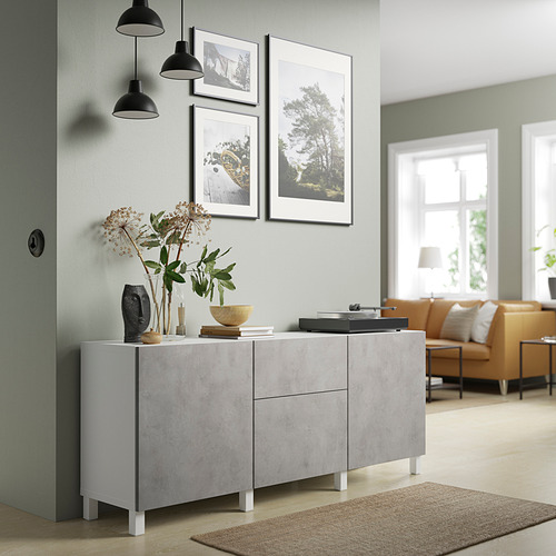 BESTÅ - storage combination with drawers, white Kallviken/light grey concrete effect | IKEA Taiwan Online - PE821154_S4