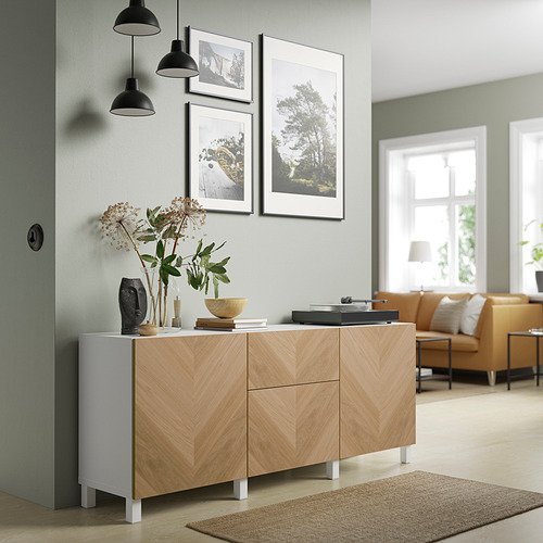 BESTÅ - storage combination with drawers, white/Hedeviken/Stubbarp oak veneer | IKEA Taiwan Online - PE821147_S4