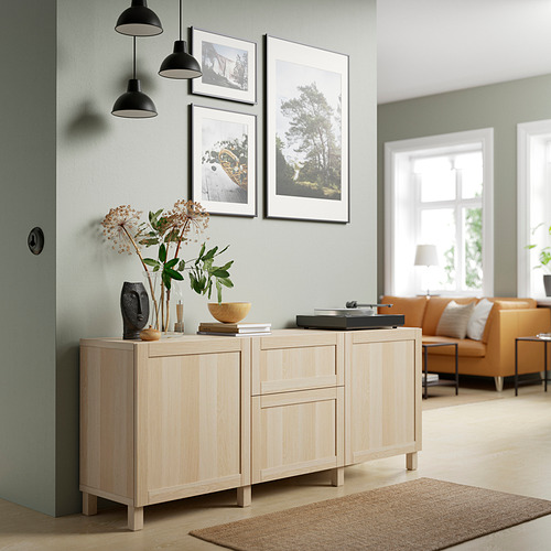 BESTÅ - storage combination with drawers, white stained oak effect/Hanviken/Stubbarp white stained oak effect | IKEA Taiwan Online - PE821160_S4