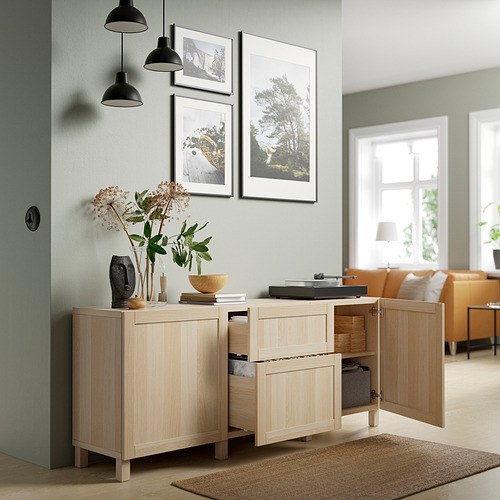 BESTÅ - storage combination with drawers, white stained oak effect/Hanviken/Stubbarp white stained oak effect | IKEA Taiwan Online - PE821157_S4