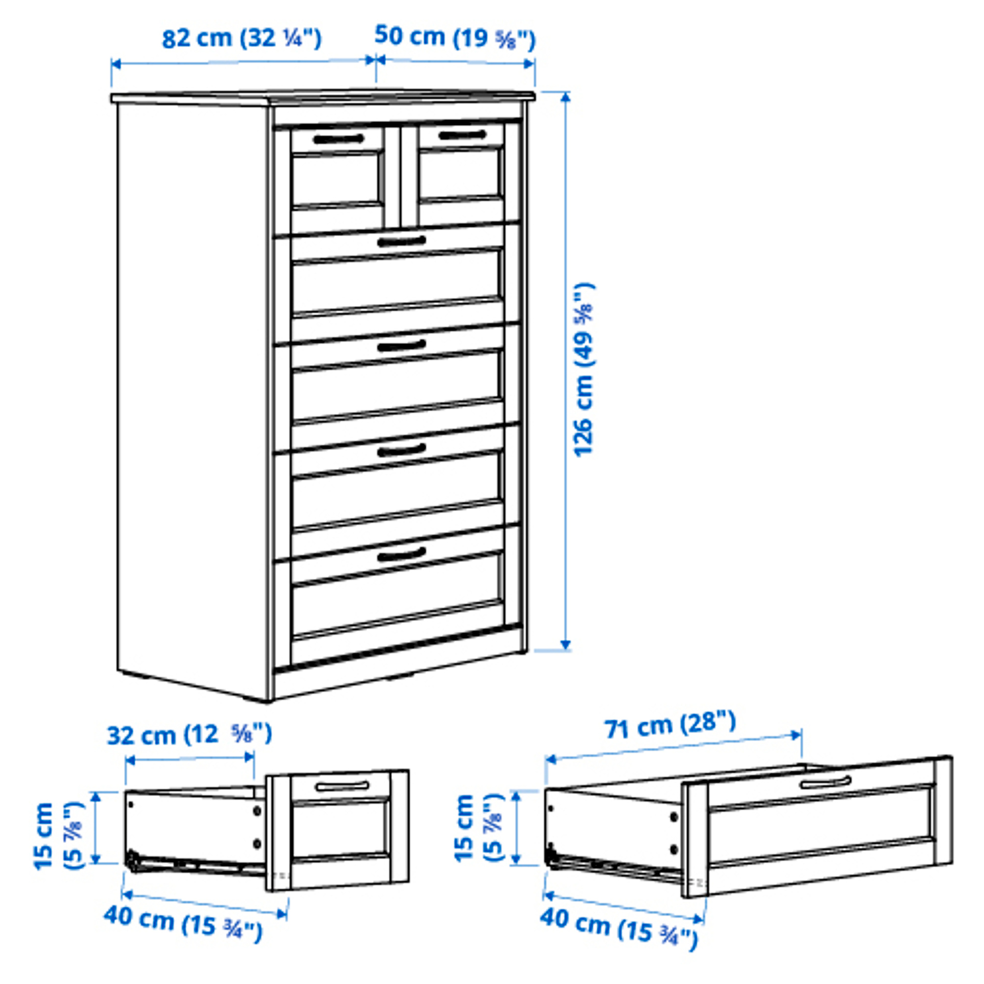 SONGESAND chest of 6 drawers