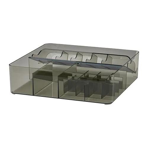 VISSLAÅN - 附隔層盒子, 灰色, 32x31x9 公分 | IKEA 線上購物 - PE901802_S4