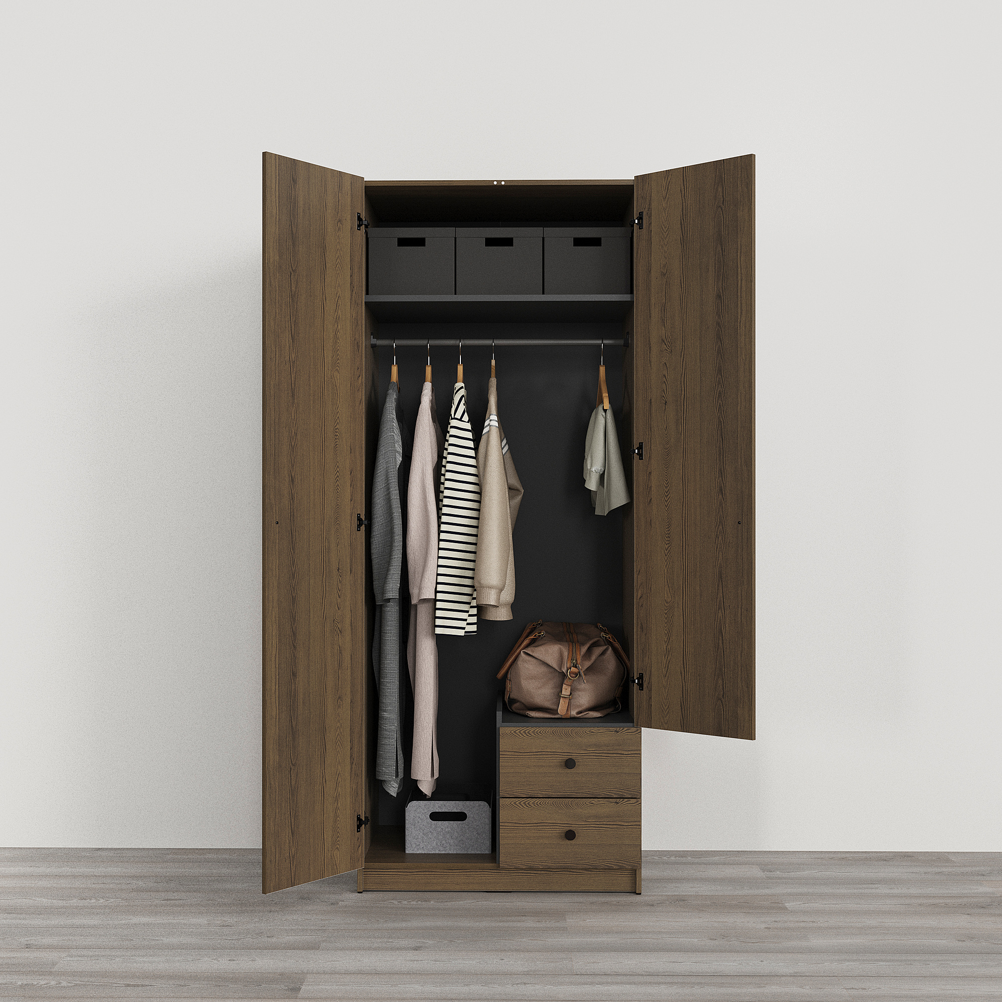 BRUKSVARA wardrobe with 2 doors and 2 drawers