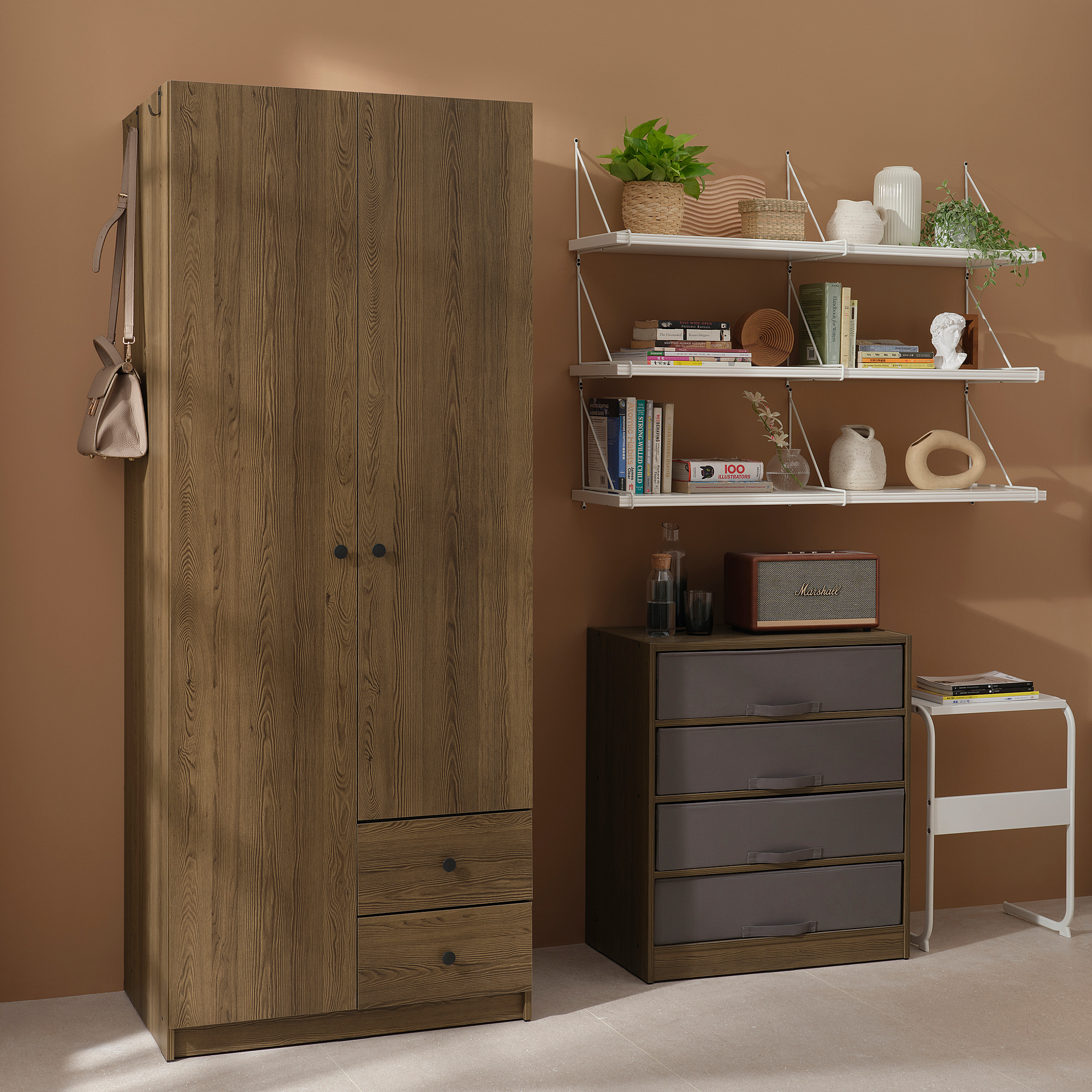 BRUKSVARA wardrobe with 2 doors and 2 drawers