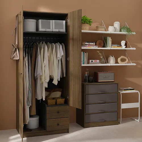 BRUKSVARA wardrobe with 2 doors and 2 drawers
