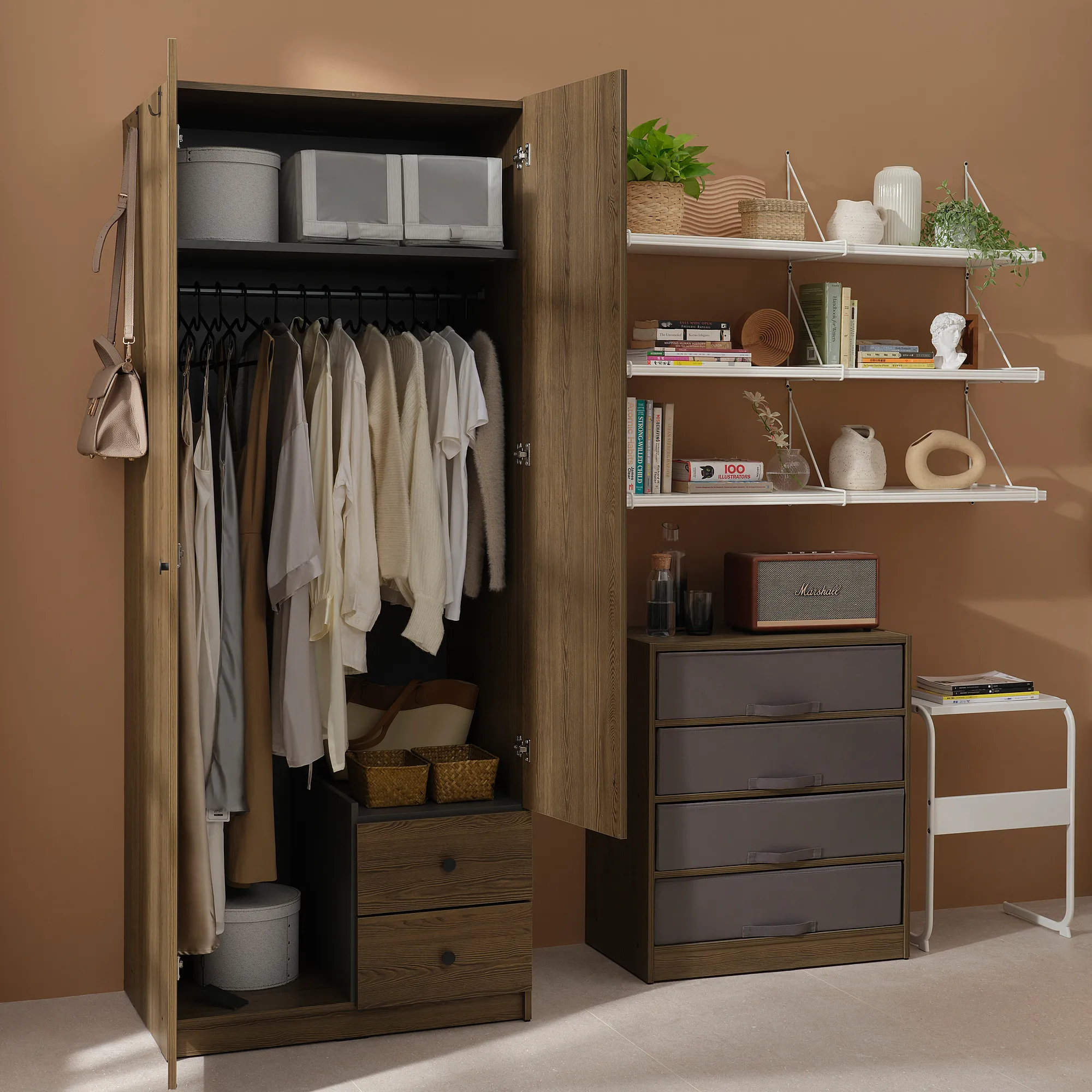 BRUKSVARA wardrobe with 2 doors and 2 drawers