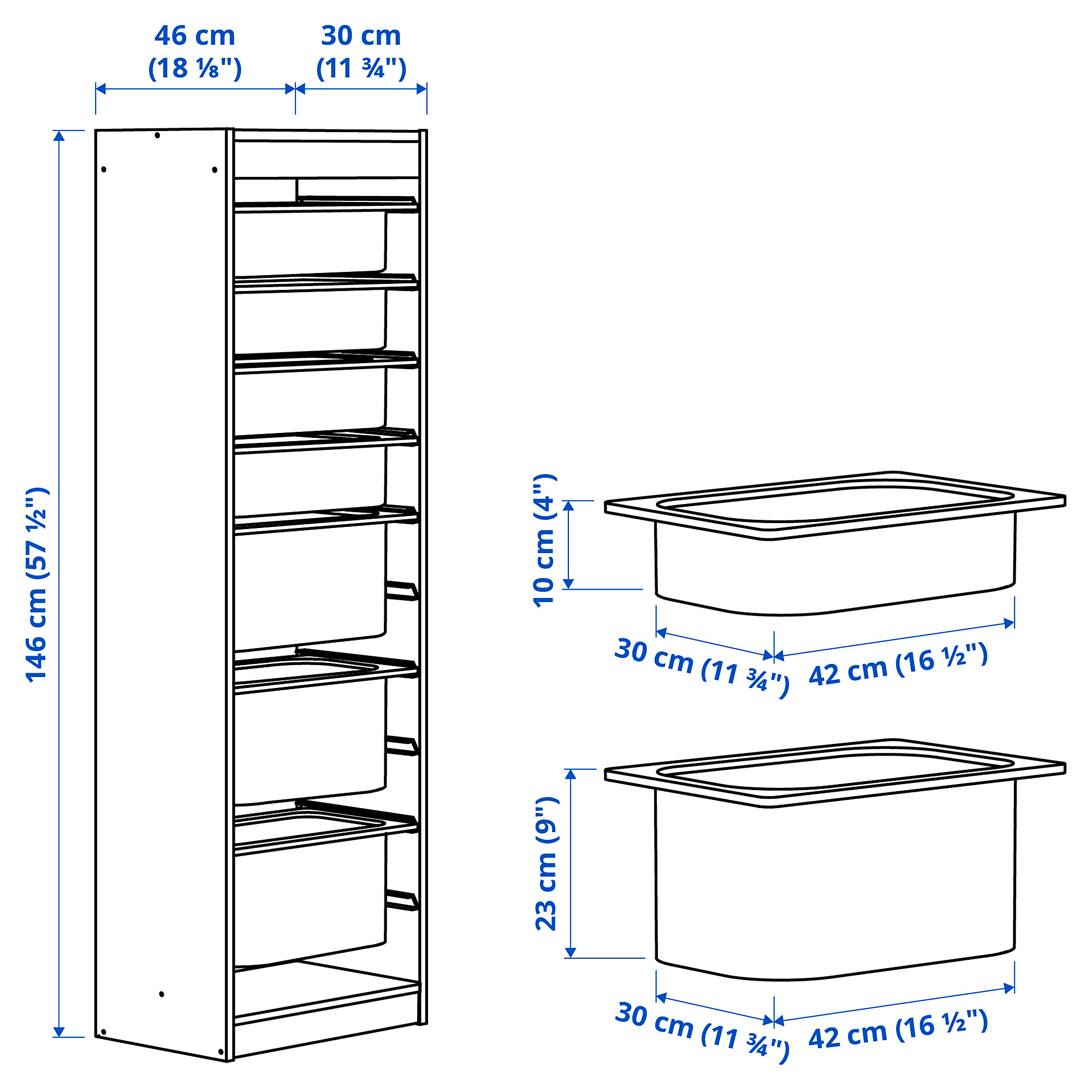 TROFAST storage combination with boxes