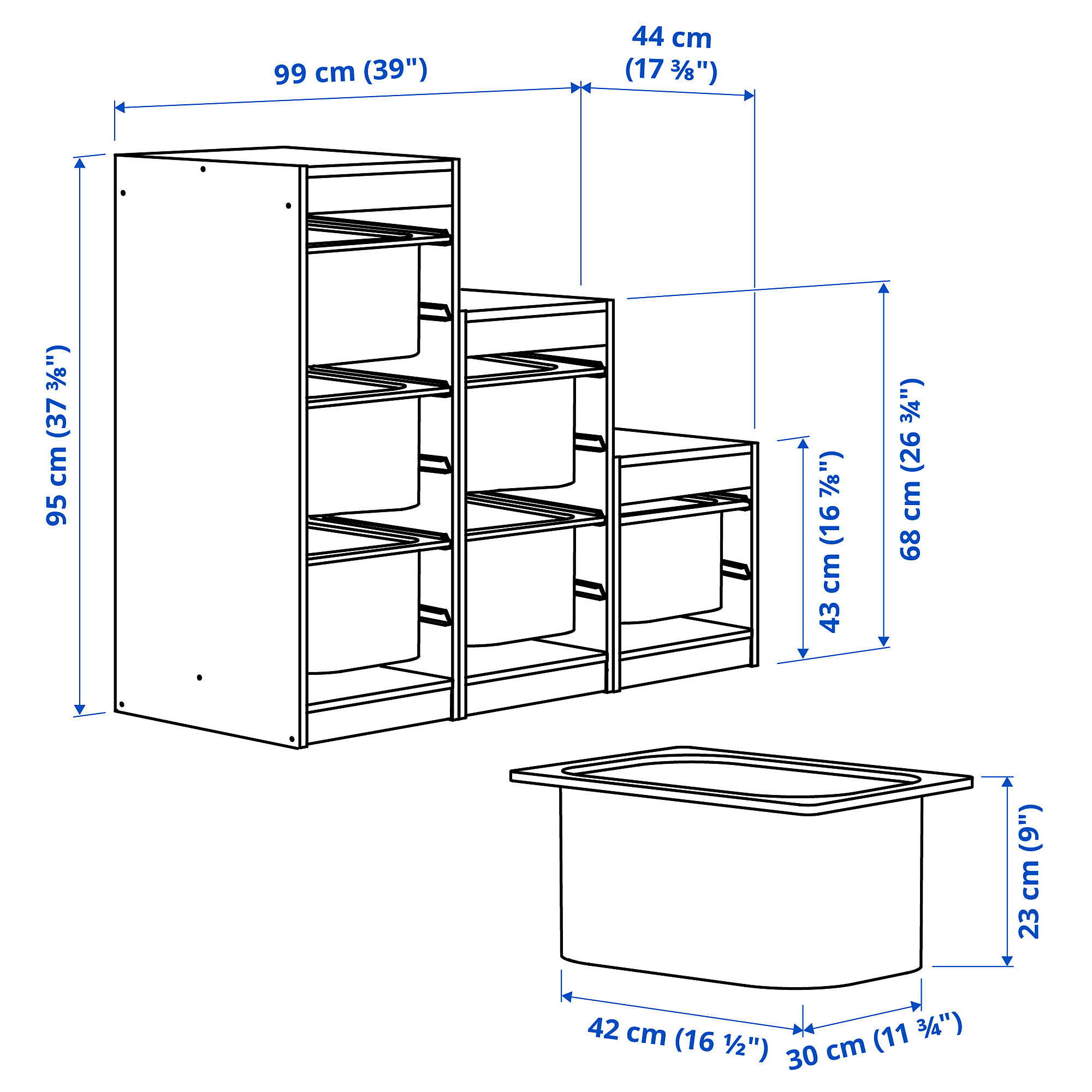 TROFAST storage combination with boxes