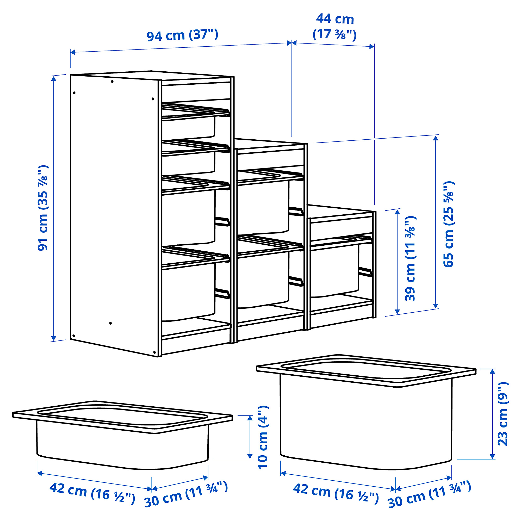 TROFAST storage combination with boxes