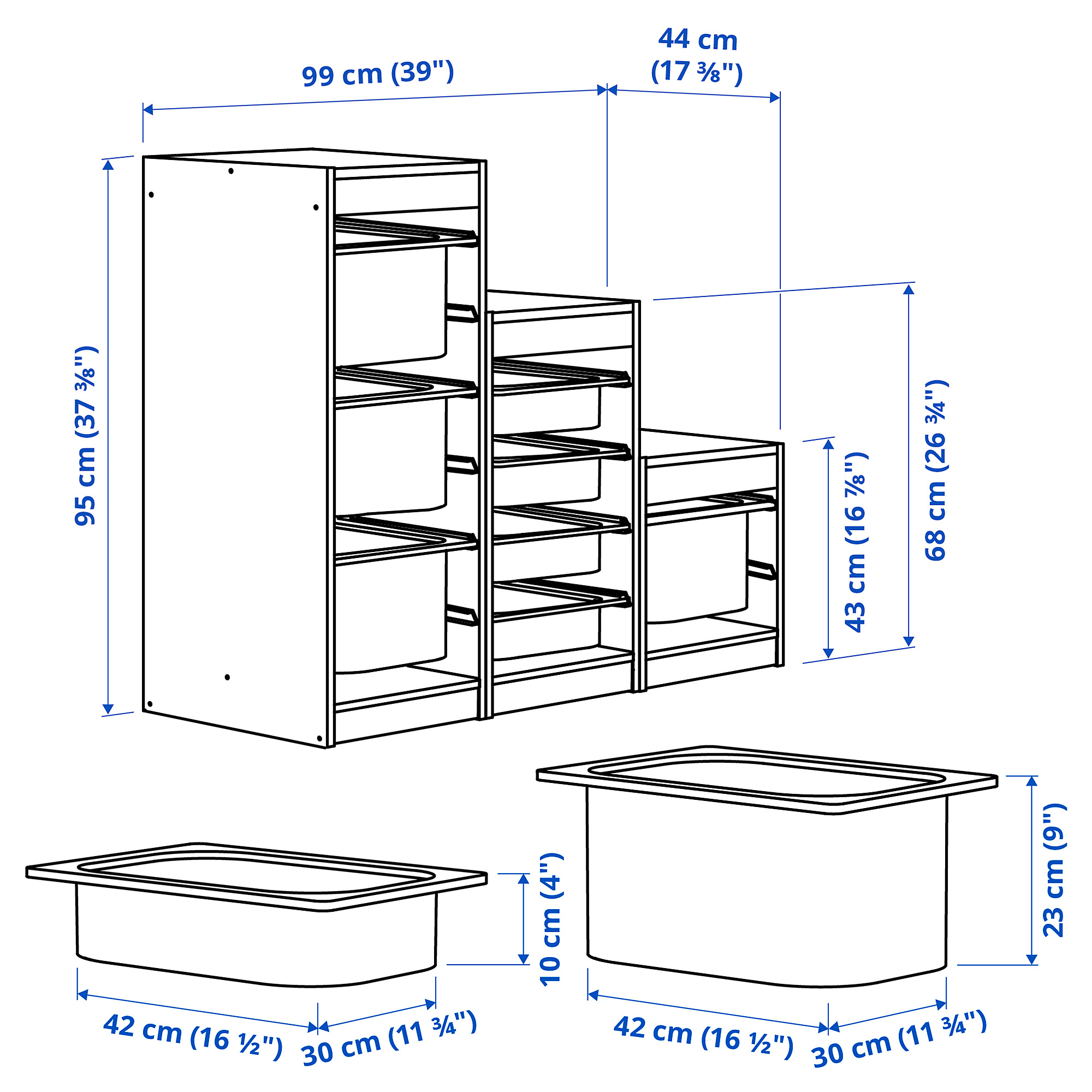 TROFAST storage combination with boxes