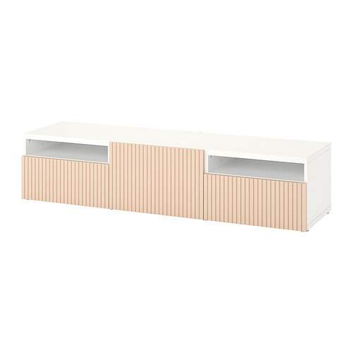 BESTÅ - TV bench with drawers and door, white/Björköviken birch veneer | IKEA Taiwan Online - PE820916_S4