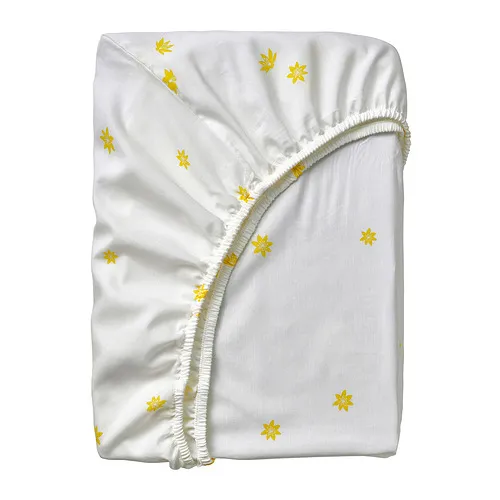 SKOGSDUVA - 床包, 白色 黃色/花卉圖案, 90x200 公分 | IKEA 線上購物 - PE935368_S4