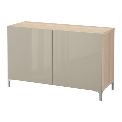 BESTÅ - storage combination with doors, white stained oak effect/Selsviken high-gloss/beige | IKEA Taiwan Online - PE626965_S4