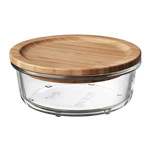 IKEA 365+ - food container with lid, round glass/bamboo, 400 ml | IKEA Taiwan Online - PE675657_S4