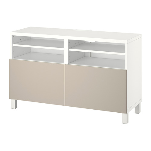 BESTÅ - TV bench with doors, white/Lappviken/Stubbarp light grey/beige | IKEA Taiwan Online - PE820939_S4