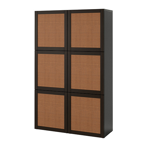 BESTÅ - storage combination with doors, black-brown Studsviken/dark brown woven poplar | IKEA Taiwan Online - PE821030_S4