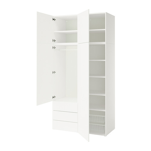 PLATSA wardrobe with 4 doors+3 drawers