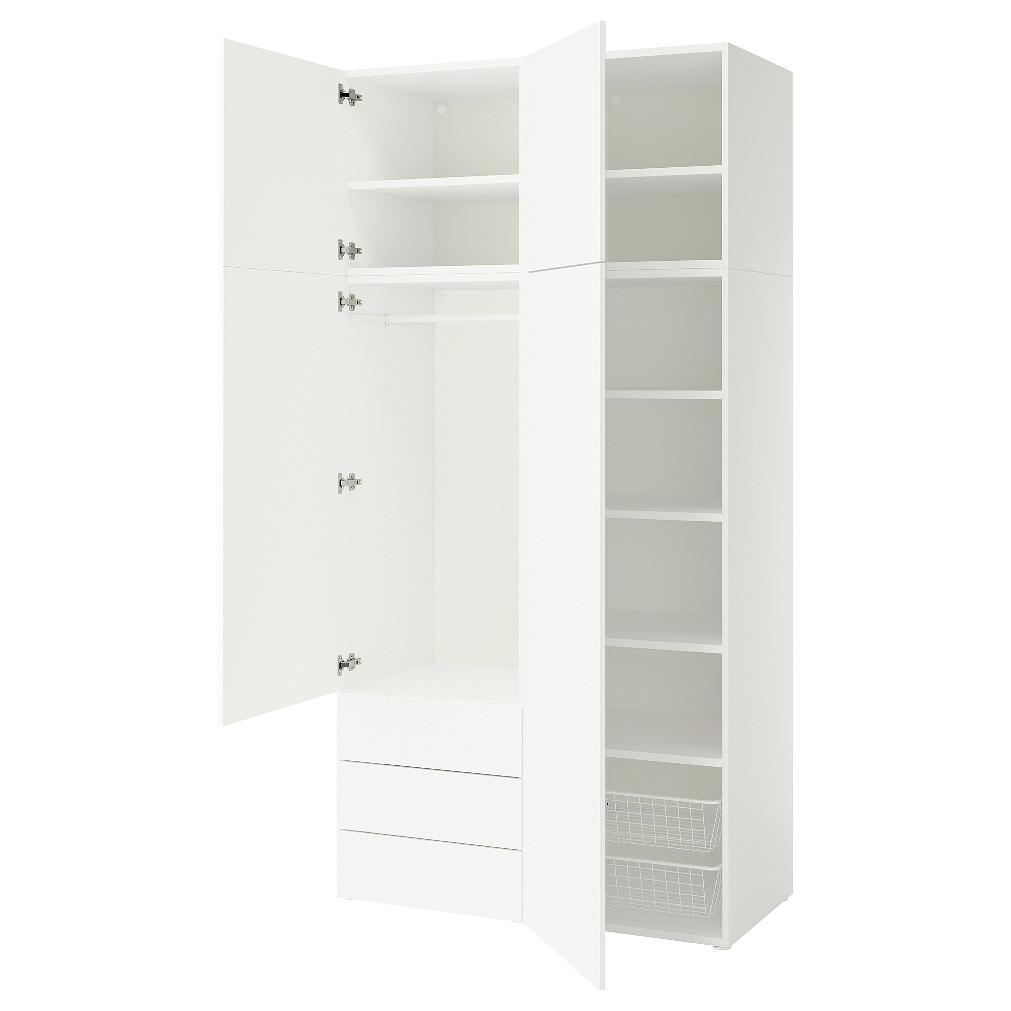 PLATSA wardrobe with 4 doors+3 drawers