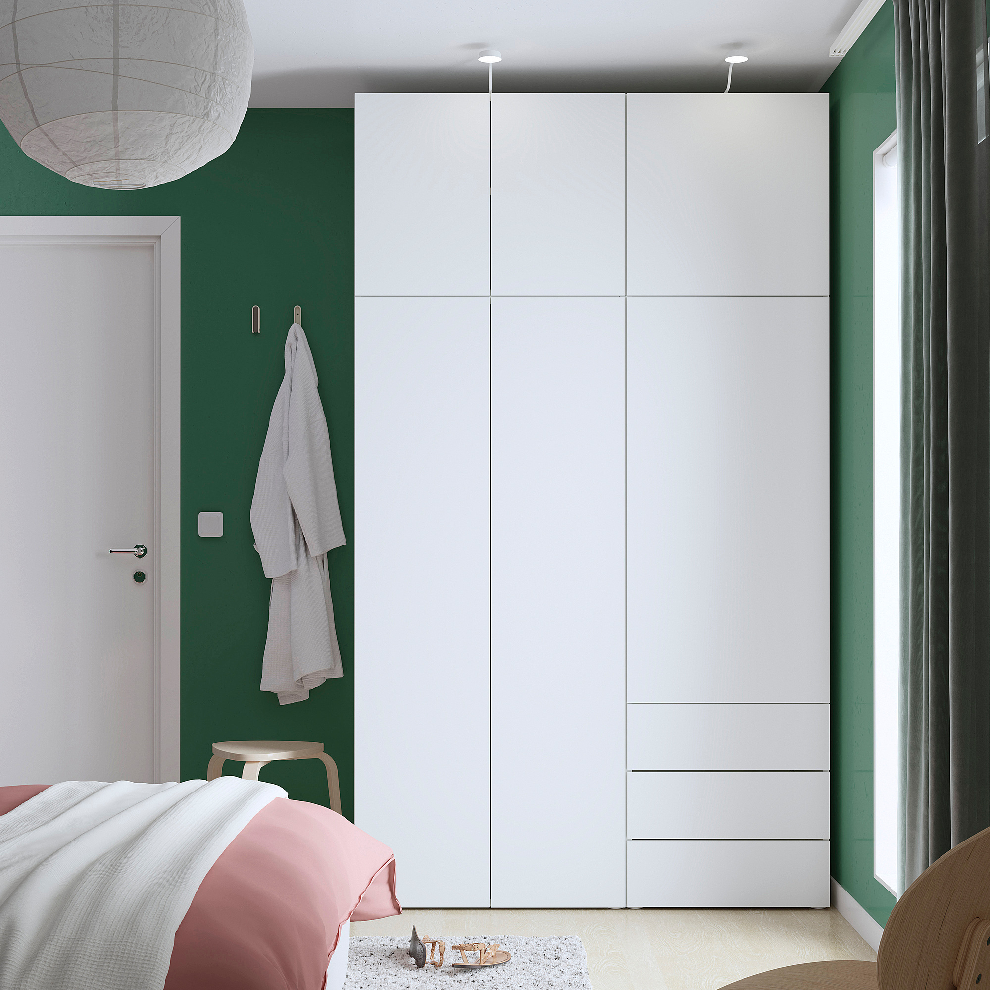 PLATSA wardrobe with 6 doors+3 drawers