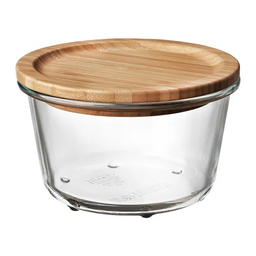 IKEA 365+ - food container with lid, round glass/bamboo, 600 ml | IKEA Taiwan Online - PE675723_S4