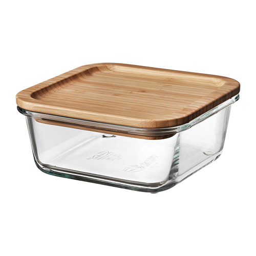 IKEA 365+ - food container with lid, square glass/bamboo | IKEA Taiwan Online - PE675728_S4