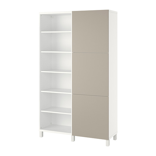 BESTÅ - storage combination with doors, white/Lappviken/Stubbarp light grey-beige, 120x42x202 cm | IKEA Taiwan Online - PE821056_S4