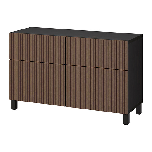 BESTÅ - storage combination w doors/drawers, black-brown Björköviken/Stubbarp/brown stained oak veneer | IKEA Taiwan Online - PE821116_S4