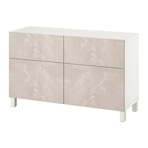 BESTÅ - 收納組合附門/抽屜, 白色 Bergsviken/Stubbarp/米色 大理石紋, 120x42x74 公分 | IKEA 線上購物 - PE821103_S4