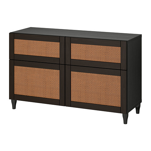 BESTÅ - storage combination w doors/drawers, black-brown Studsviken/Kabbarp/dark brown woven poplar | IKEA Taiwan Online - PE821121_S4