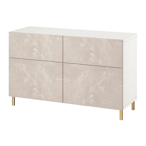 BESTÅ - 收納組合附門/抽屜, 白色 Bergsviken/Ösarp/米色 大理石紋, 120x42x74 公分 | IKEA 線上購物 - PE821122_S4