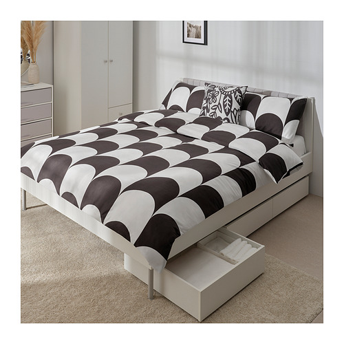 BRUKSVARA bed frame with 3 storage boxes