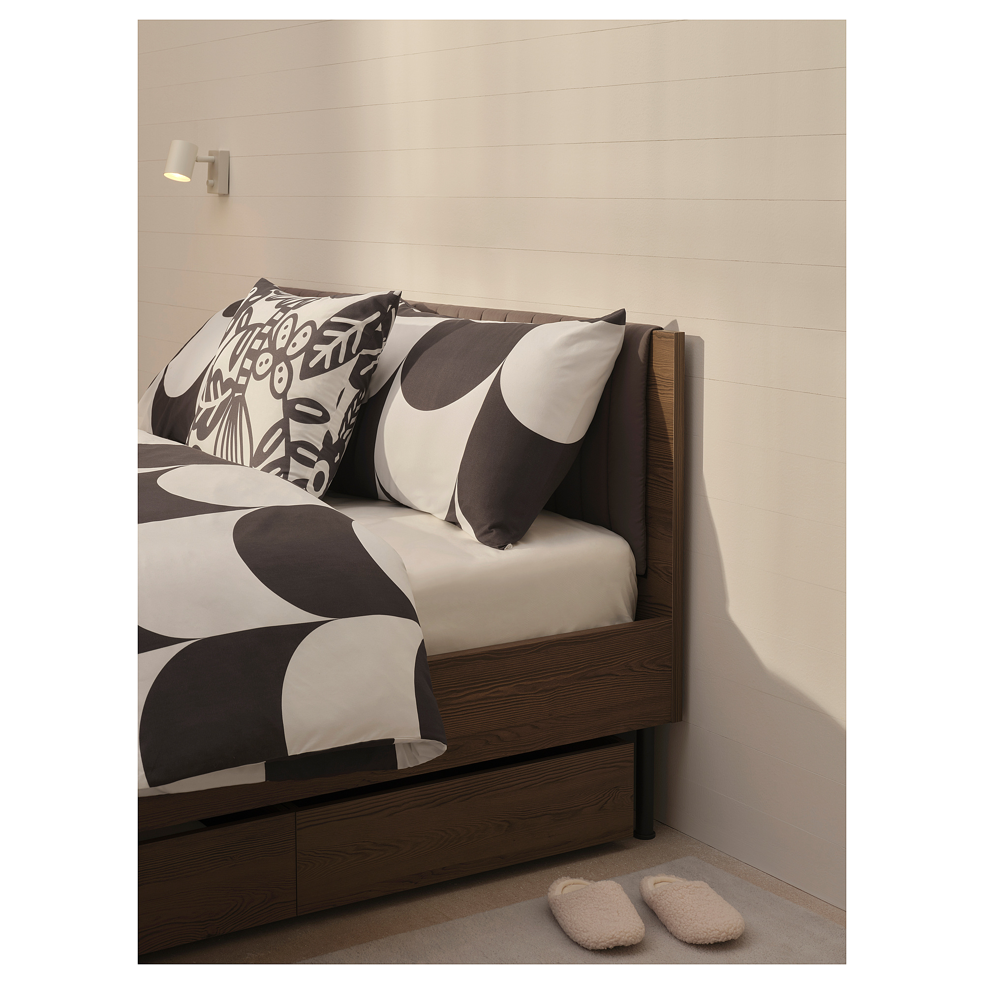 BRUKSVARA bed frame with 3 storage boxes