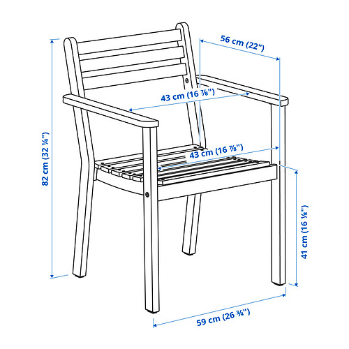 ASKHOLMEN chair with armrests, outdoor