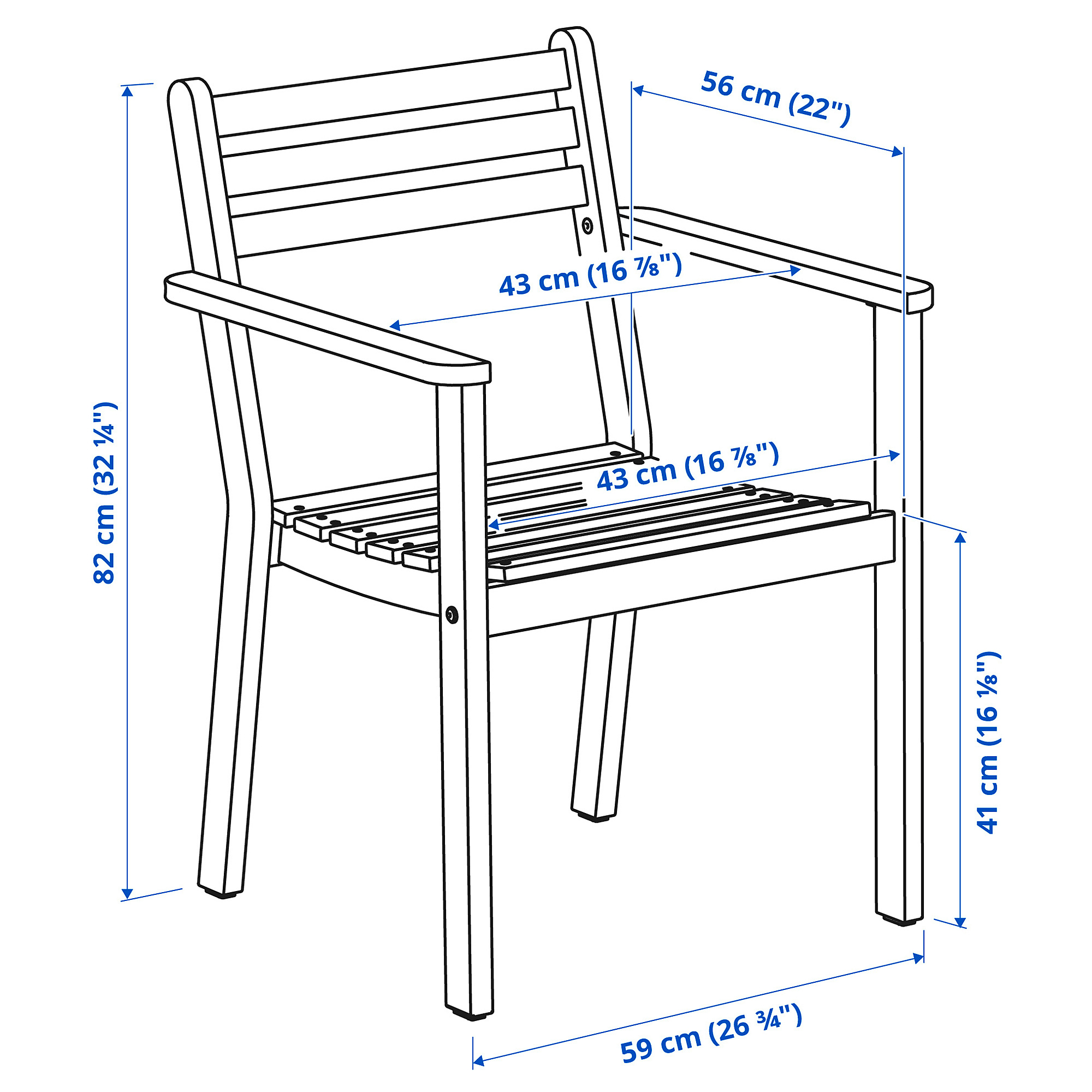 ASKHOLMEN chair with armrests, outdoor