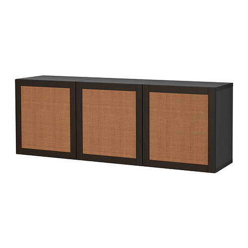 BESTÅ - wall-mounted cabinet combination, black-brown Studsviken/dark brown woven poplar | IKEA Taiwan Online - PE821286_S4