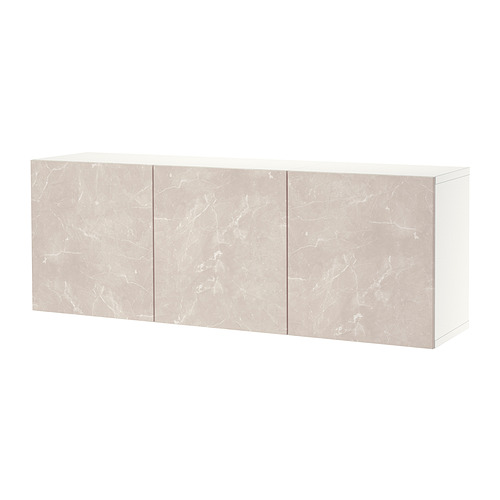 BESTÅ - wall-mounted cabinet combination, white Bergsviken/beige marble effect | IKEA Taiwan Online - PE821281_S4