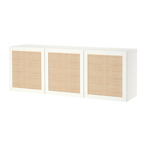 BESTÅ - wall-mounted cabinet combination, white Studsviken/white woven poplar | IKEA Taiwan Online - PE821270_S4