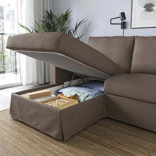 HYLTARP 3-seat sofa w chaise longue, left