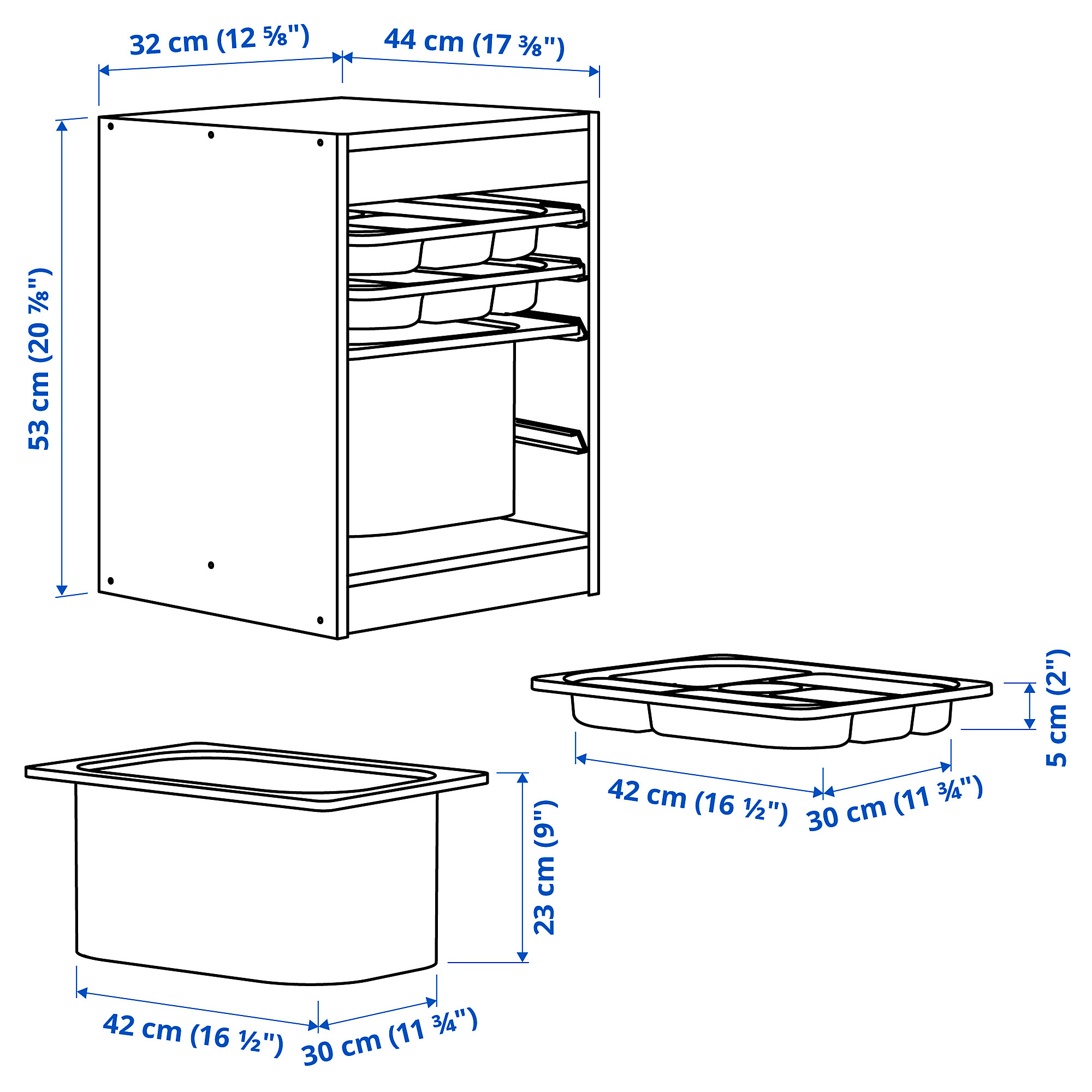 TROFAST storage combination with box/trays