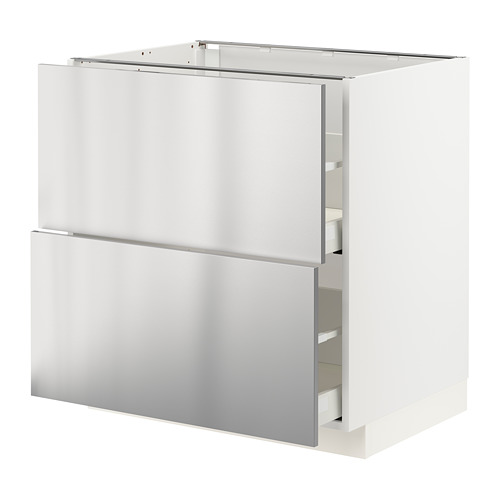 METOD/MAXIMERA - base cb 2 fronts/2 high drawers, white/Vårsta stainless steel | IKEA Taiwan Online - PE765748_S4