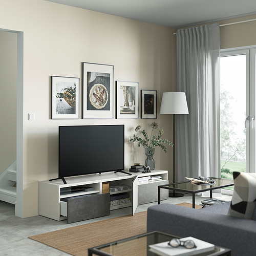 BESTÅ - 電視櫃附門板/抽屜, 白色/Kallviken 深灰色 | IKEA 線上購物 - PE821398_S4