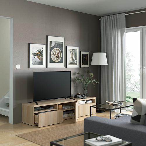 BESTÅ - TV bench, white stained oak effect/Lappviken white stained oak effect | IKEA Taiwan Online - PE821442_S4