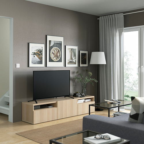 BESTÅ - TV bench, white stained oak effect/Lappviken white stained oak effect | IKEA Taiwan Online - PE821396_S4