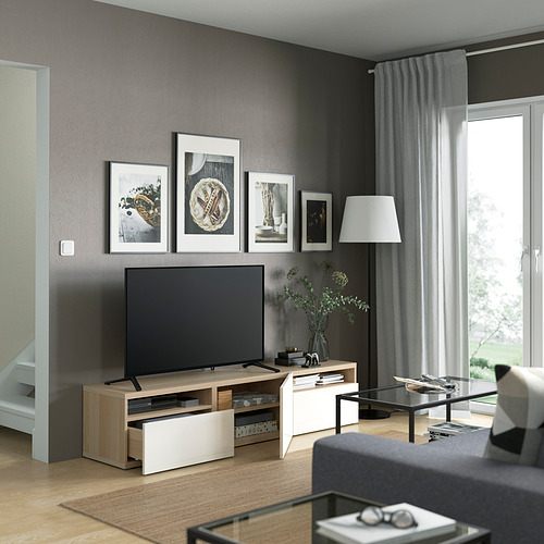 BESTÅ - 電視櫃, 染白橡木紋/Selsviken 高亮面 白色 | IKEA 線上購物 - PE821452_S4