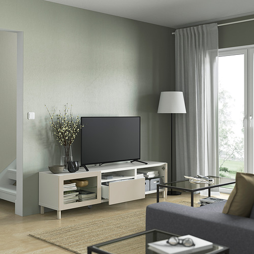 BESTÅ - TV bench, white Sindvik/Lappviken/Mejarp light grey/beige | IKEA Taiwan Online - PE821475_S4