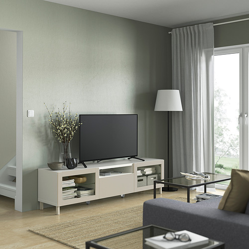 BESTÅ - TV bench, white Sindvik/Lappviken/Mejarp light grey/beige | IKEA Taiwan Online - PE821520_S4