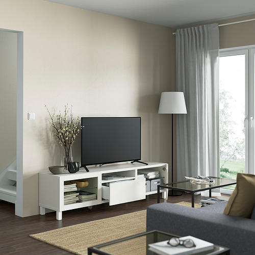 BESTÅ - TV bench, Lappviken/Sindvik white clear glass | IKEA Taiwan Online - PE821485_S4