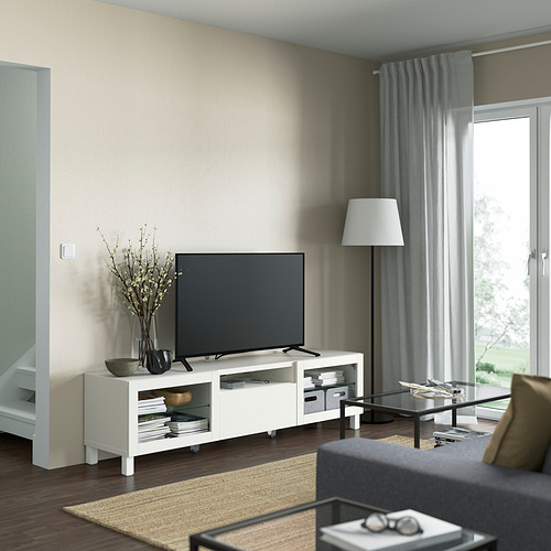 BESTÅ - TV bench, Lappviken/Sindvik white clear glass | IKEA Taiwan Online - PE821468_S4