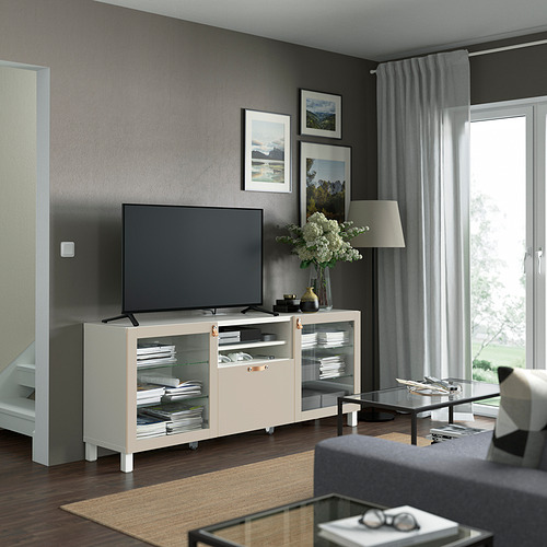 BESTÅ - TV bench with drawers, white Sindvik/Lappviken/Stubbarp light grey/beige | IKEA Taiwan Online - PE821545_S4
