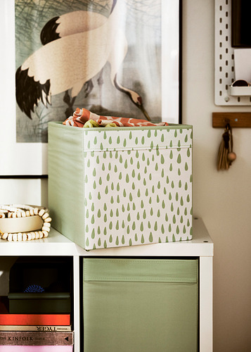 DRÖNA - 收納盒, 具圖案 淺綠色/白色 | IKEA 線上購物 - PH182983_S4